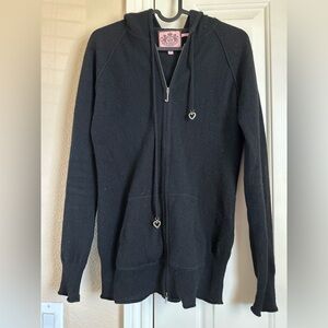 Juicy Couture S Black Cashmere Hoodie with Heart Charms